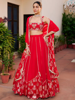 Modern Red Lehenga Set