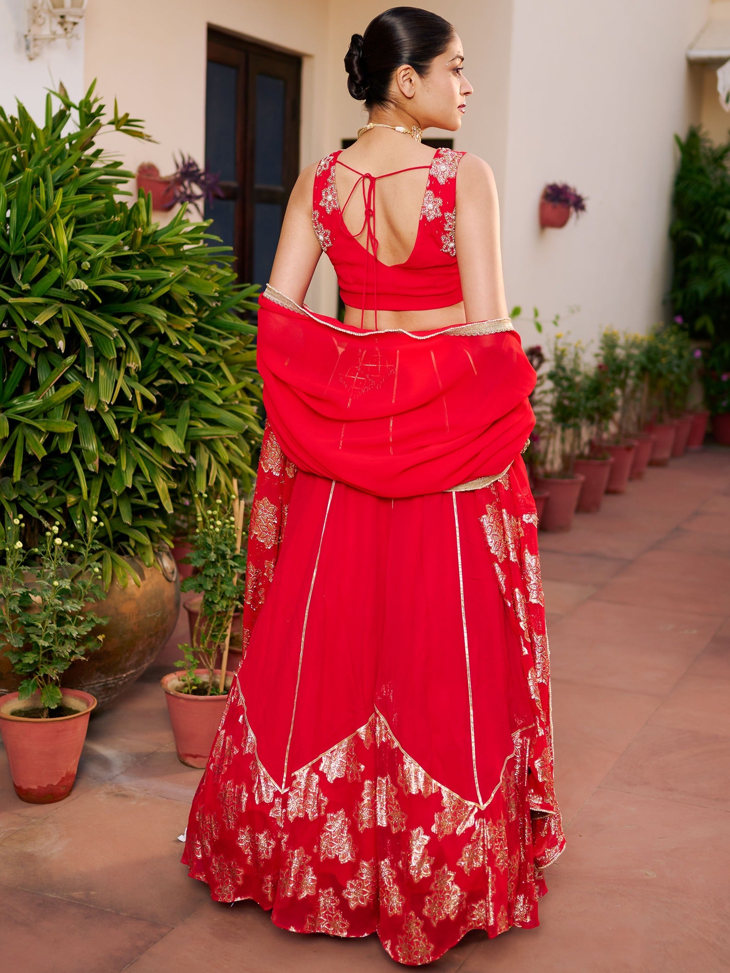 Modern Red Lehenga Set