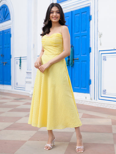 Sunshine Checked Midi Dress