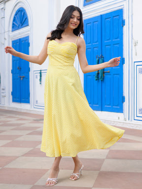 Sunshine Checked Midi Dress