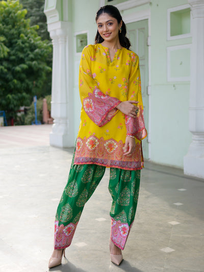 Breezy Bloom Yellow Kurta Pant Set