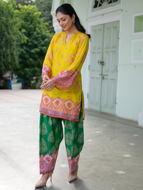 Breezy Bloom Yellow Kurta Pant Set