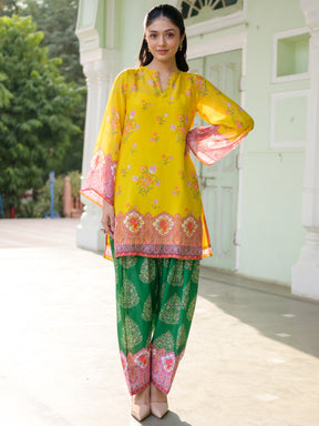 Breezy Bloom Yellow Kurta Pant Set