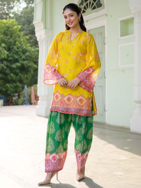 Breezy Bloom Yellow Kurta Pant Set