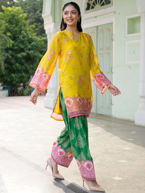 Breezy Bloom Yellow Kurta Pant Set