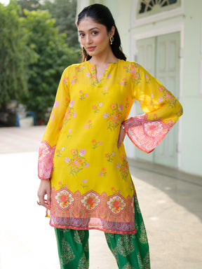 Breezy Bloom Yellow Kurta Pant Set