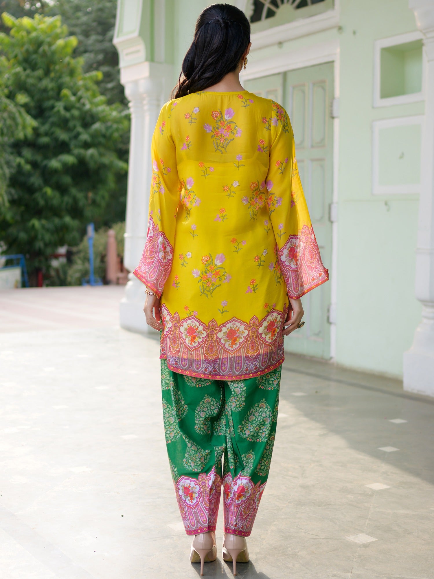 Breezy Bloom Yellow Kurta Pant Set