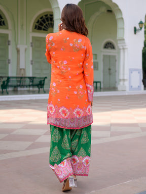 Breezy Bloom Orange Kurta Farshi Set
