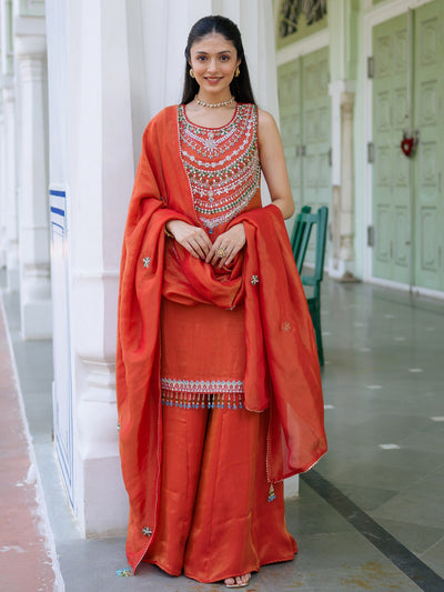 Heritage Red Sharara Set