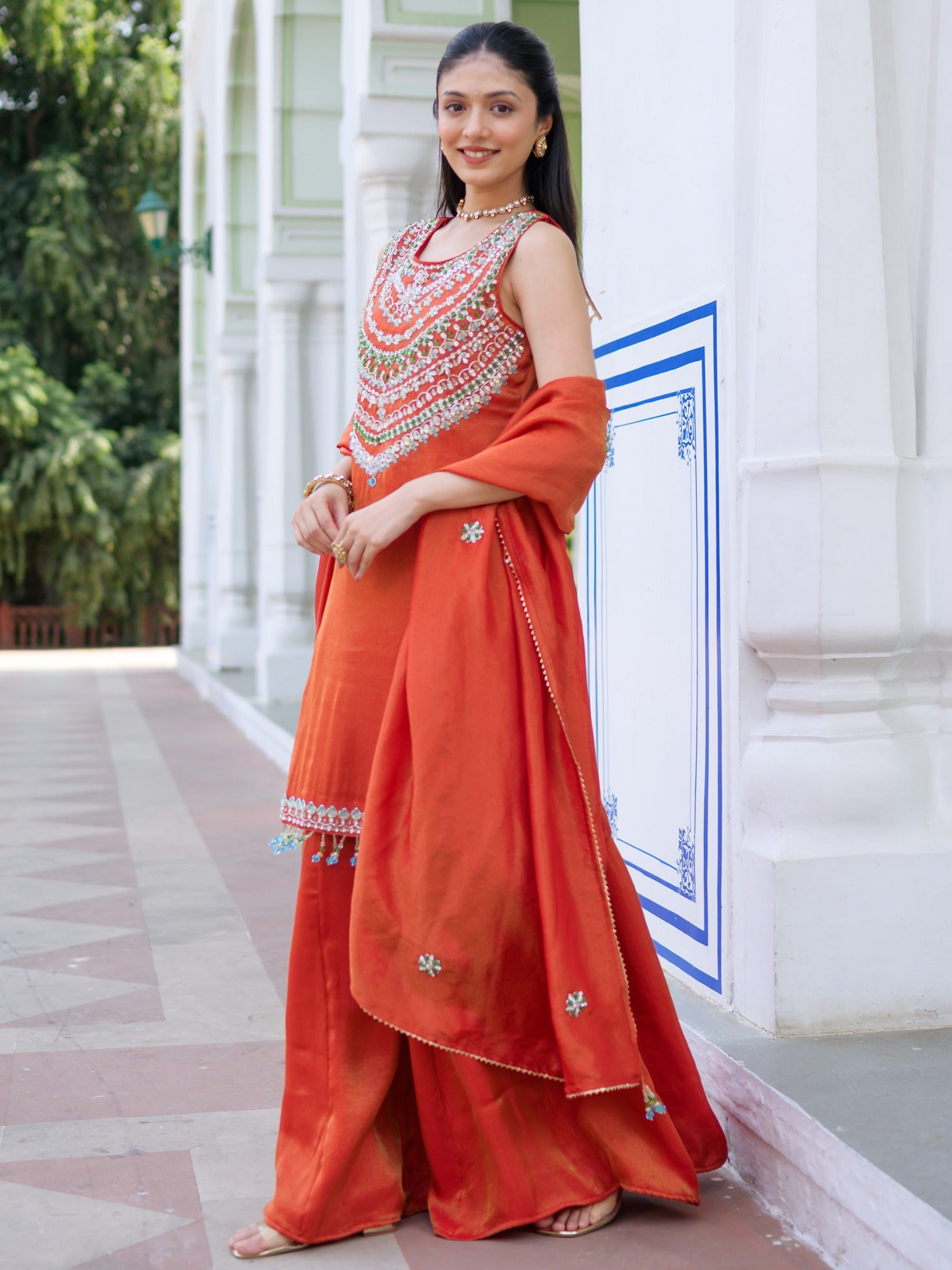 Heritage Red Sharara Set