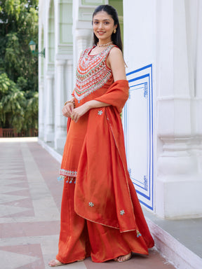 Heritage Red Sharara Set