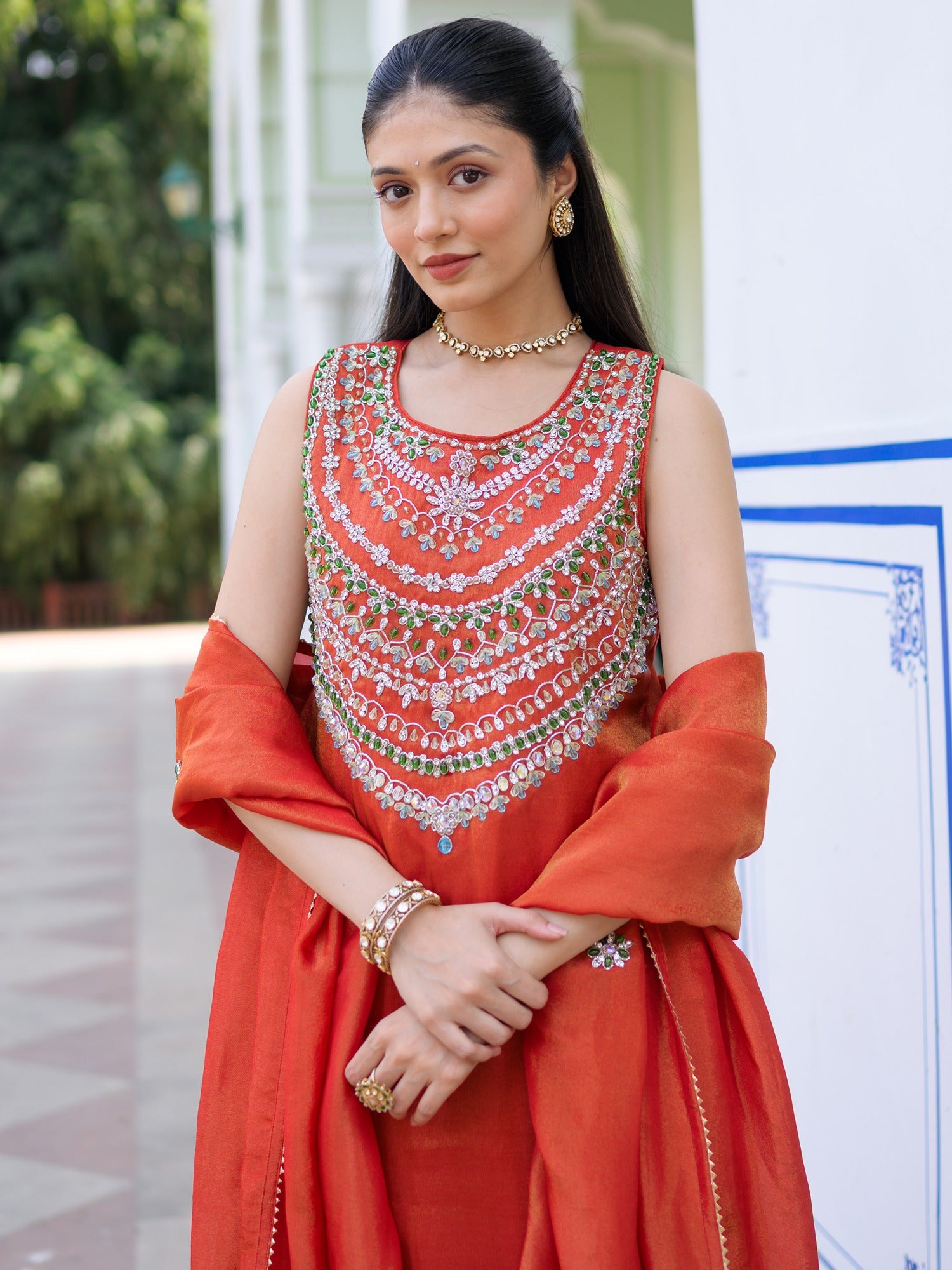 Heritage Red Sharara Set