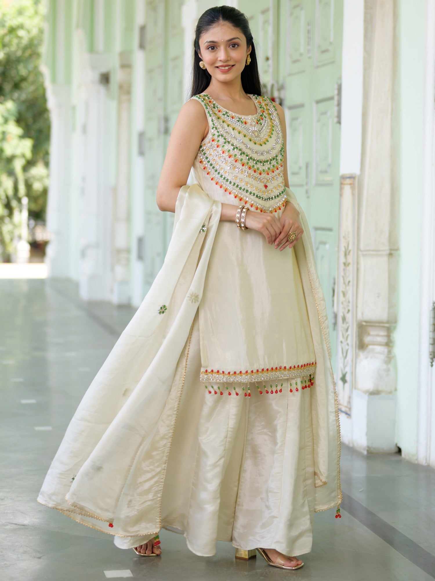 Heritage Ivory Sharara Set