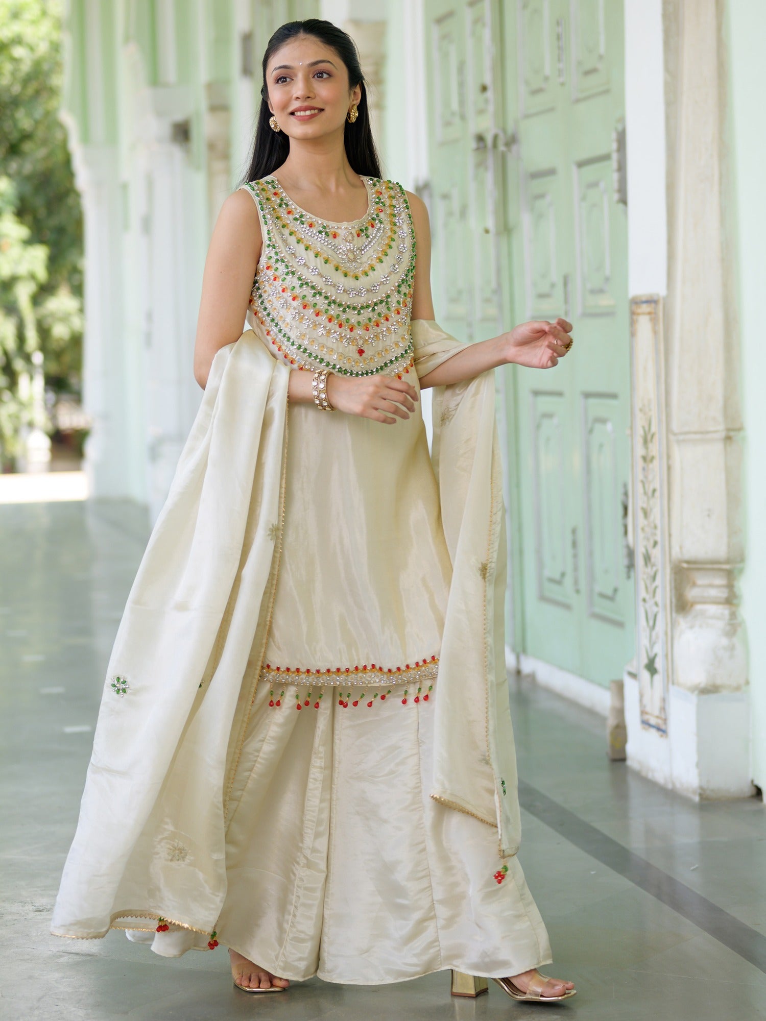 Heritage Ivory Sharara Set