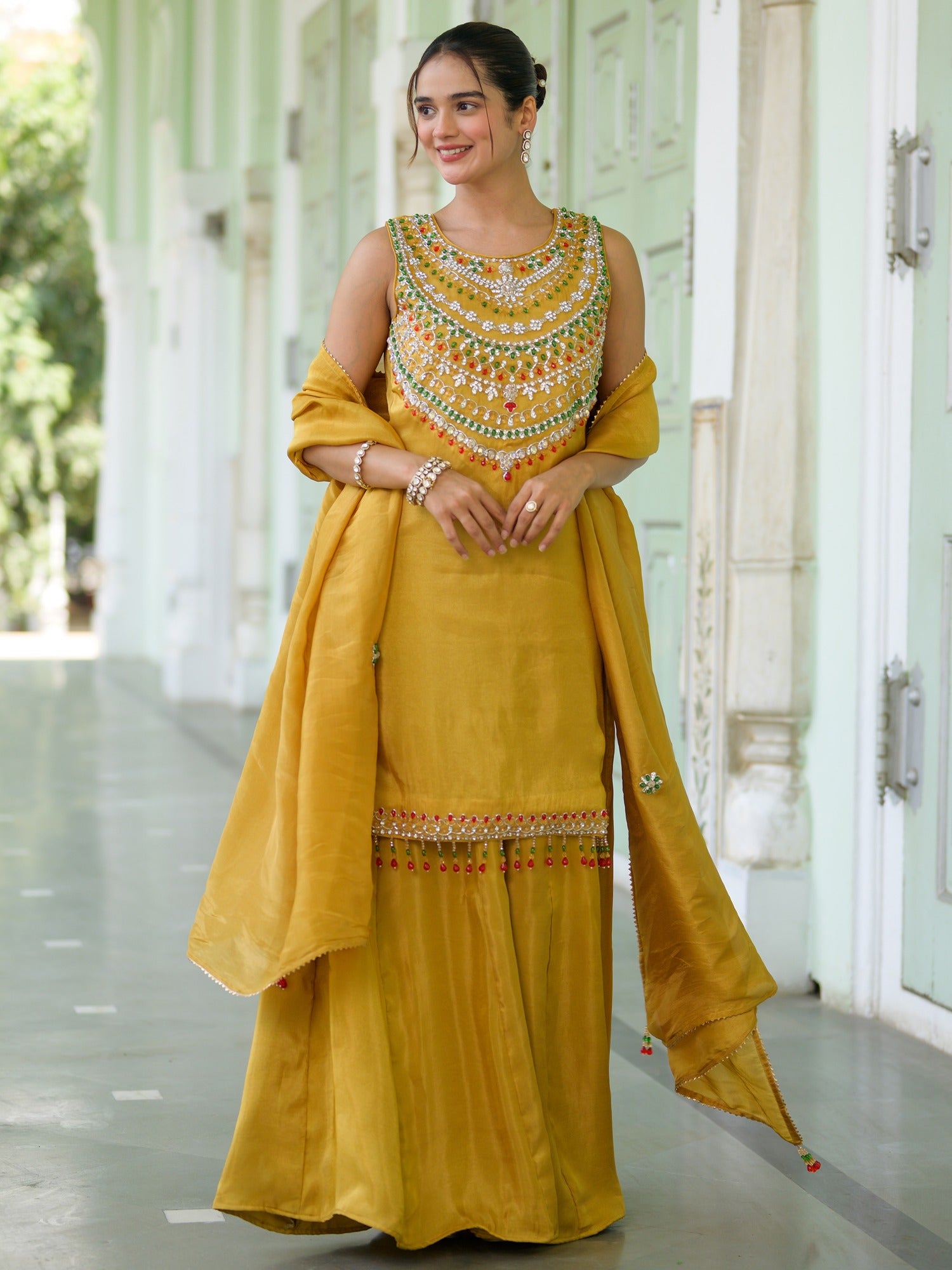 Heritage Golden Sharara Set