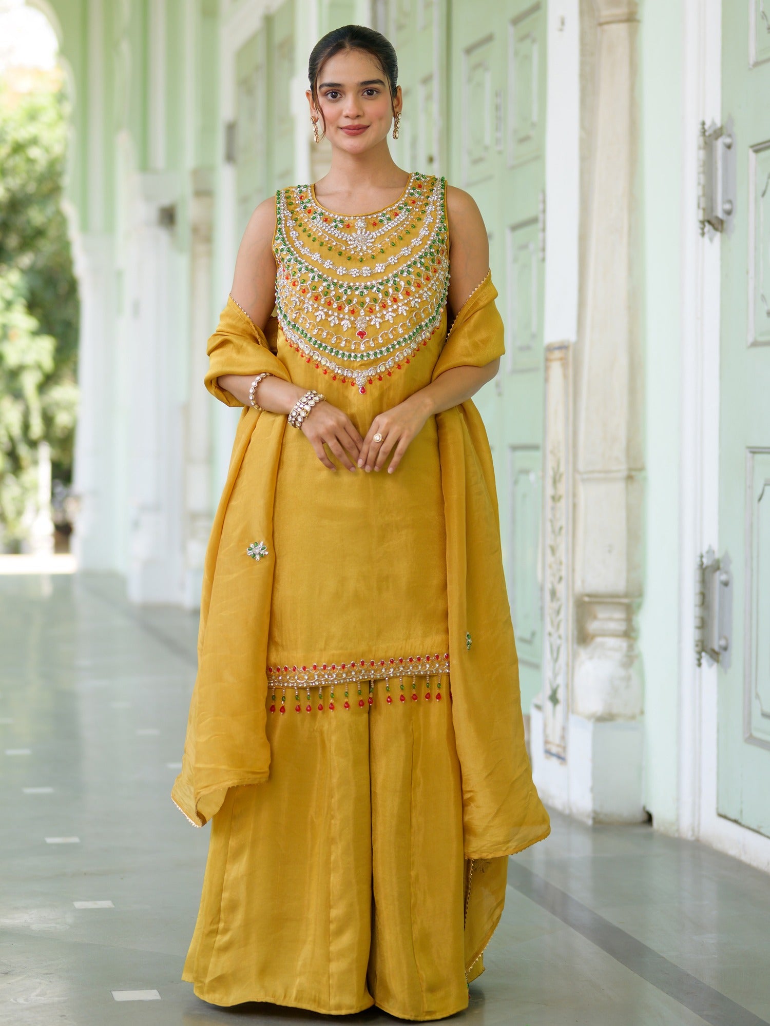 Heritage Golden Sharara Set