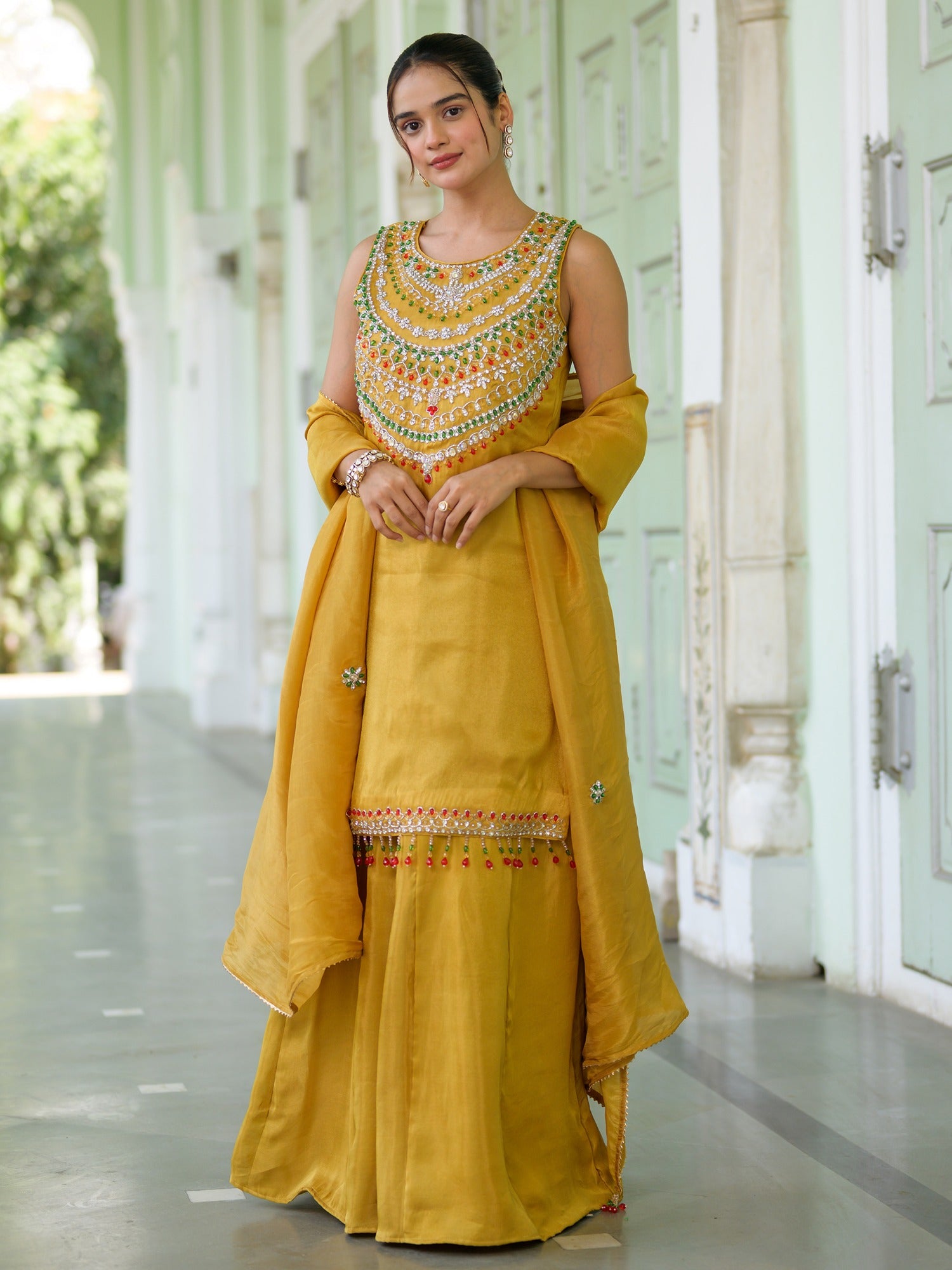 Heritage Golden Sharara Set