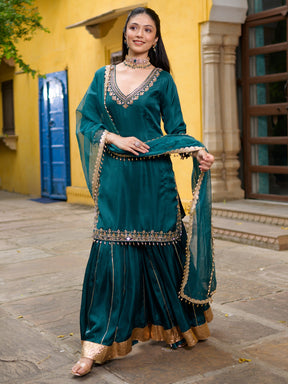 Teal Green Sharara Set