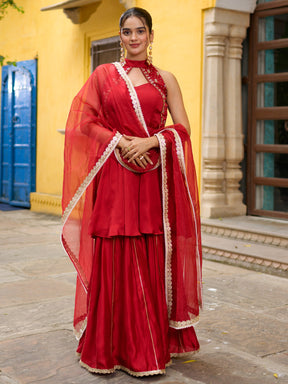 The Crimson Keyhole Sharara Set