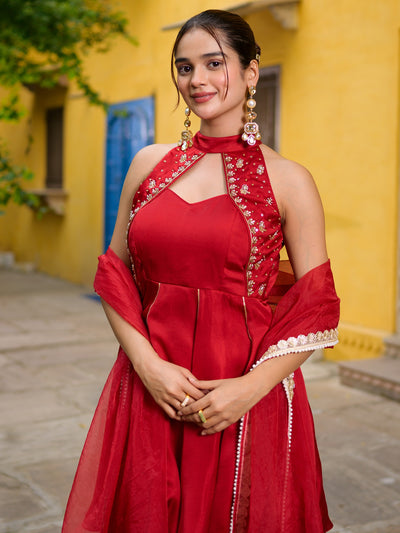 The Crimson Keyhole Sharara Set