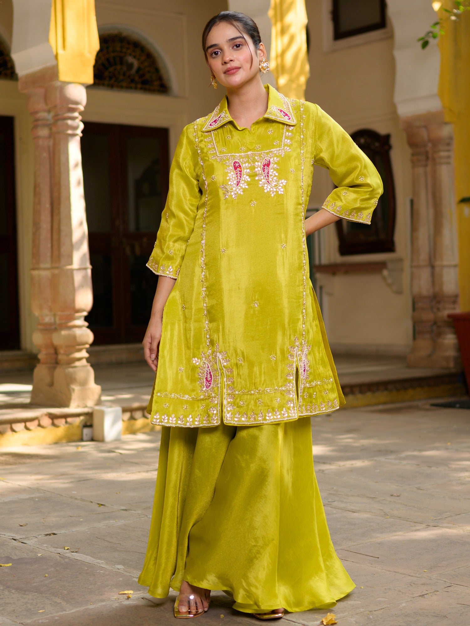 Lime Green Sharara Set