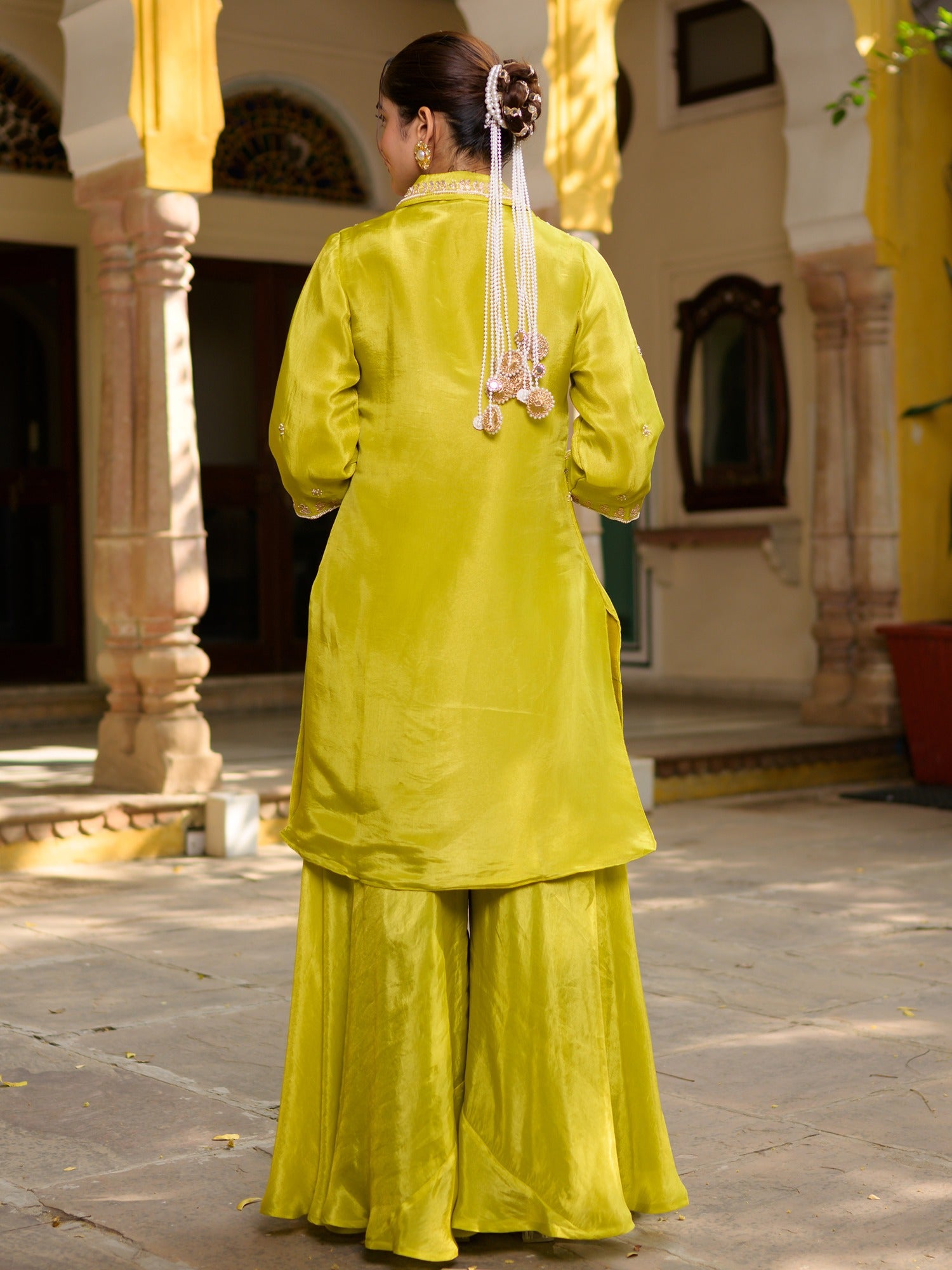 Lime Green Sharara Set