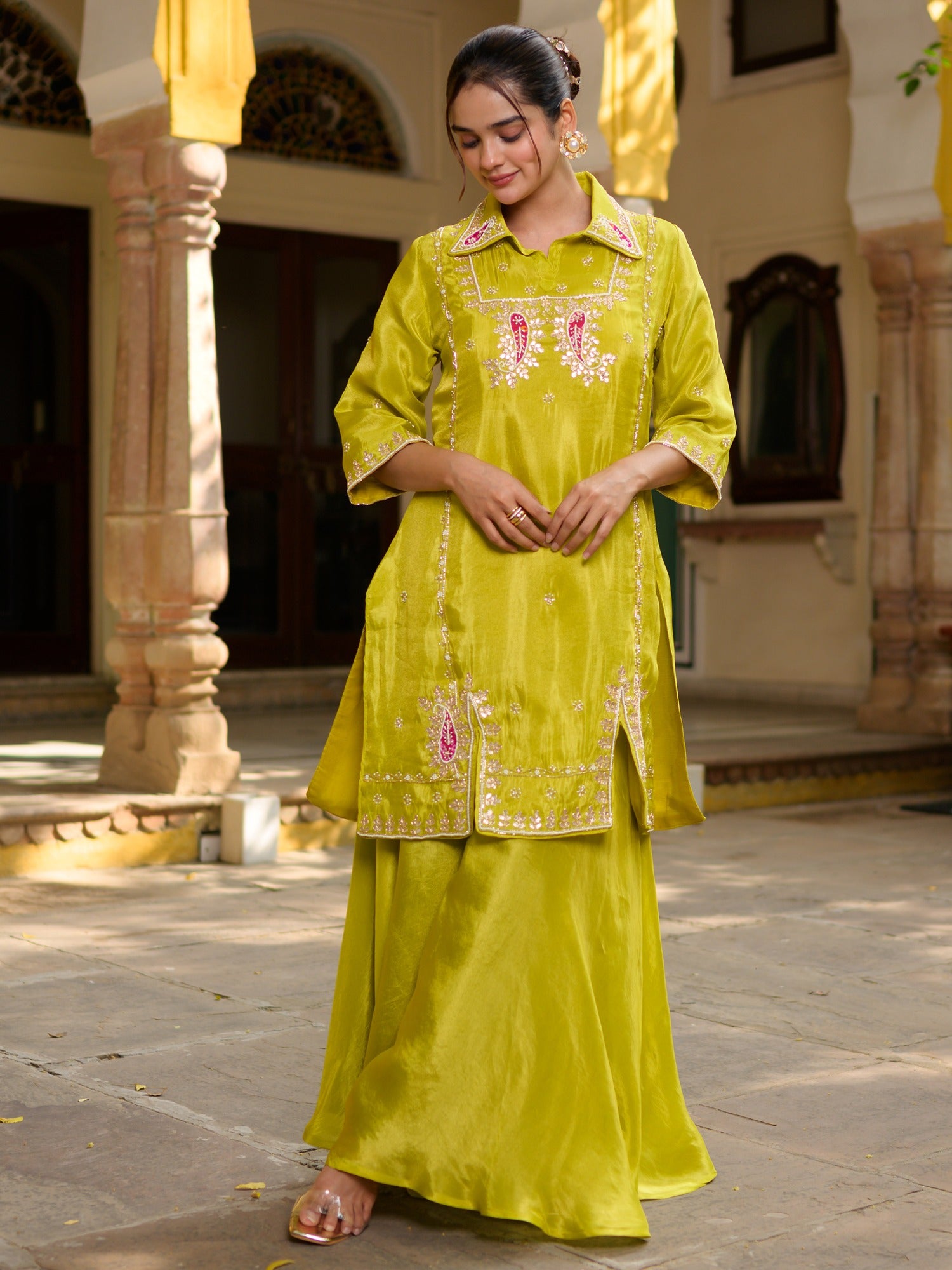 Lime Green Sharara Set