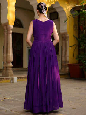 Purple High-Slit Tunic with Brocant Pant