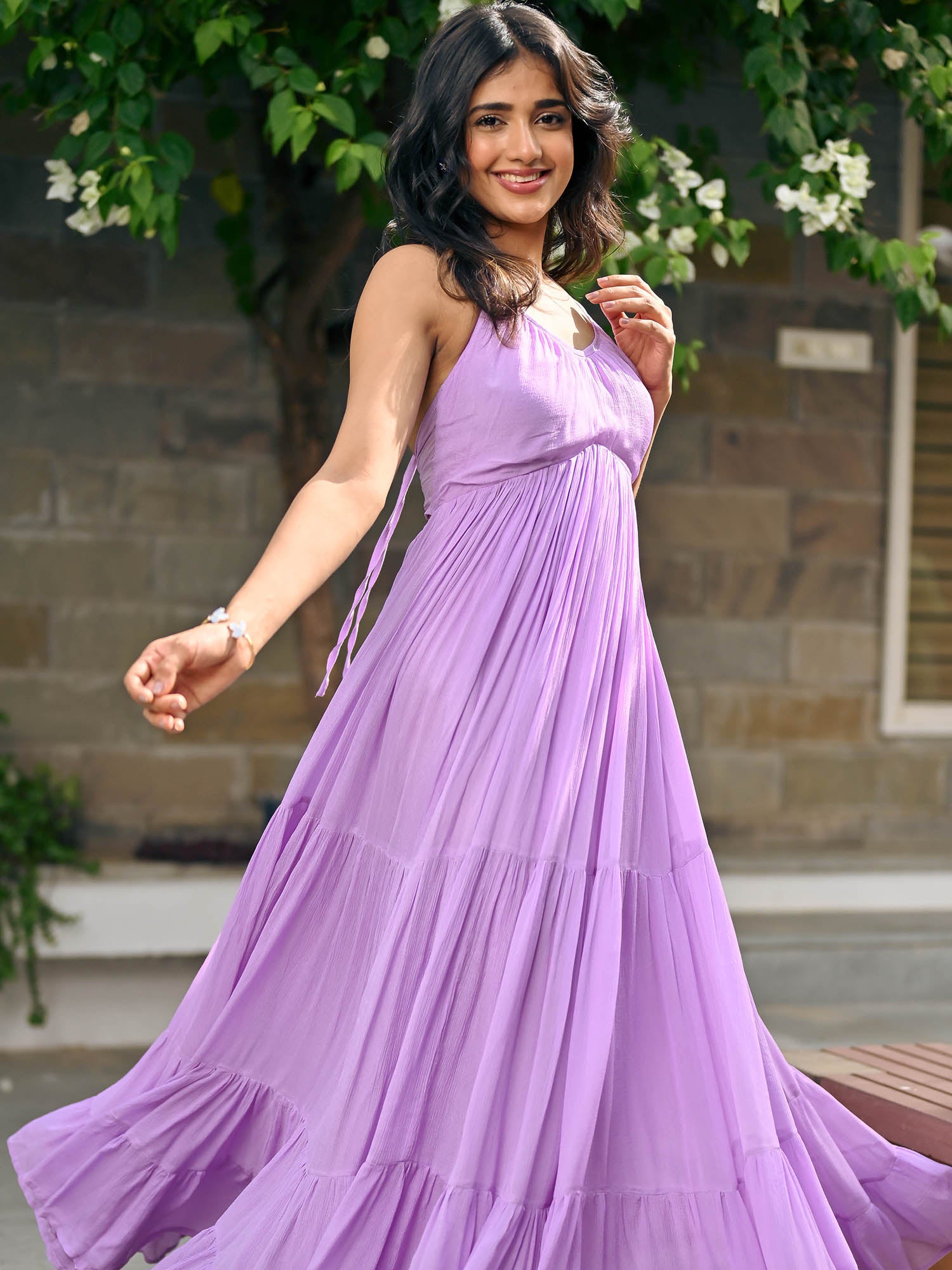 Lyra Chiffon Halter Dress