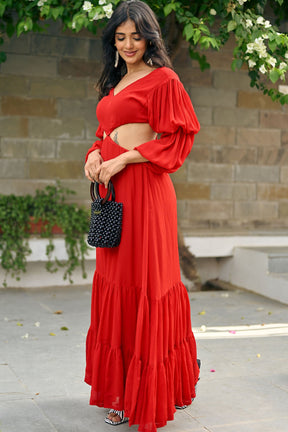 Kristina Red long Dress