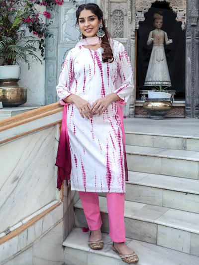 Pink Shibori Kurta Set