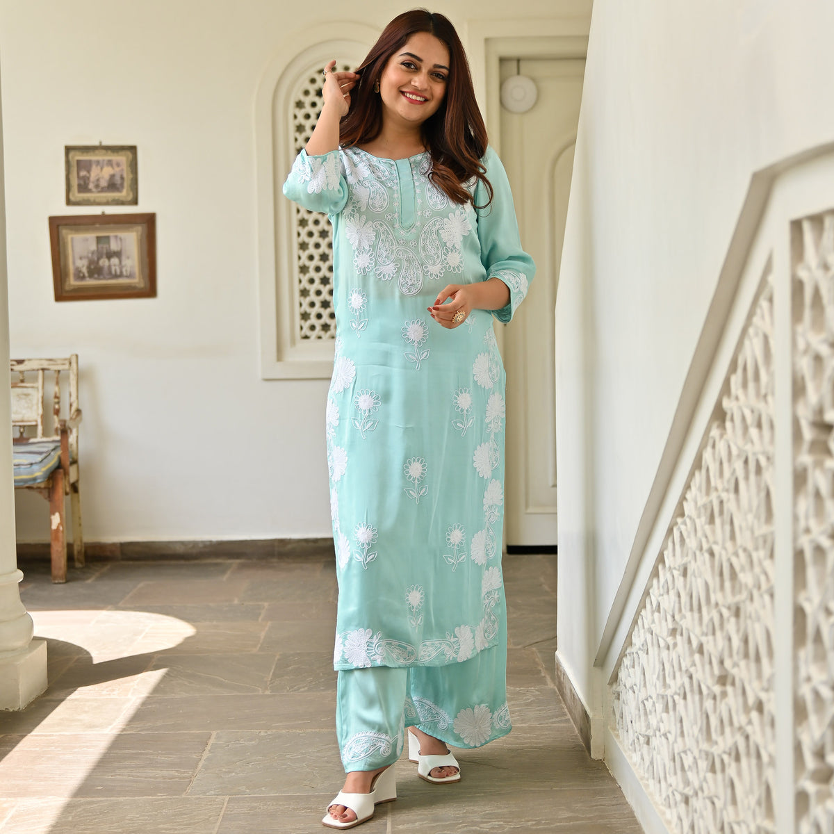 Teal Green Half Sleeve Kurtis Online Shopping for Women at Low Prices