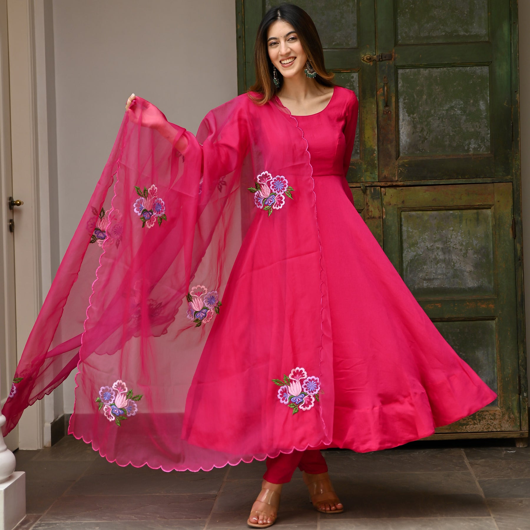 Pink Embroidery Anarkali Set