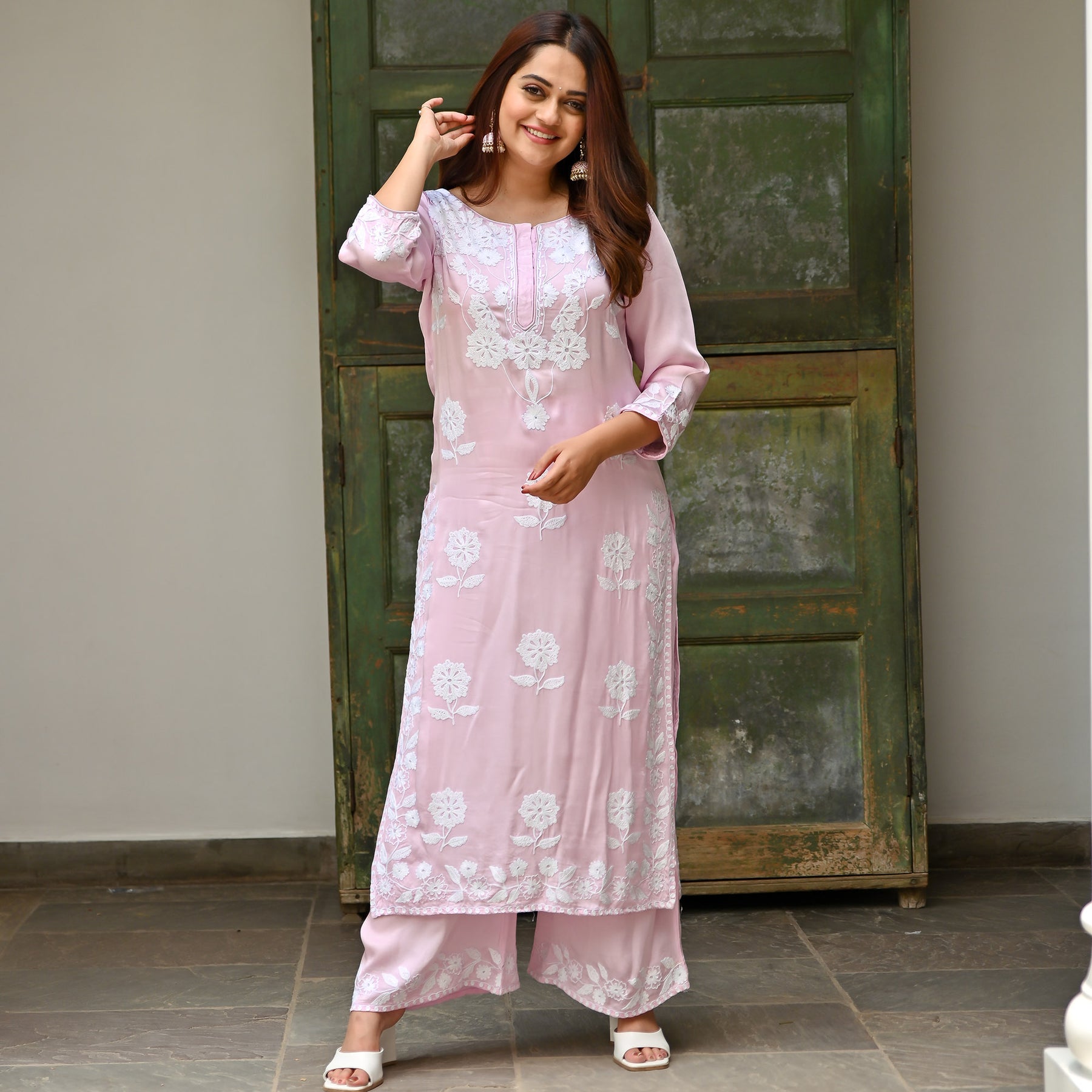 Buy Varanga Baby Pink Floral Print Straight Kurti for Women Online @ Tata  CLiQ