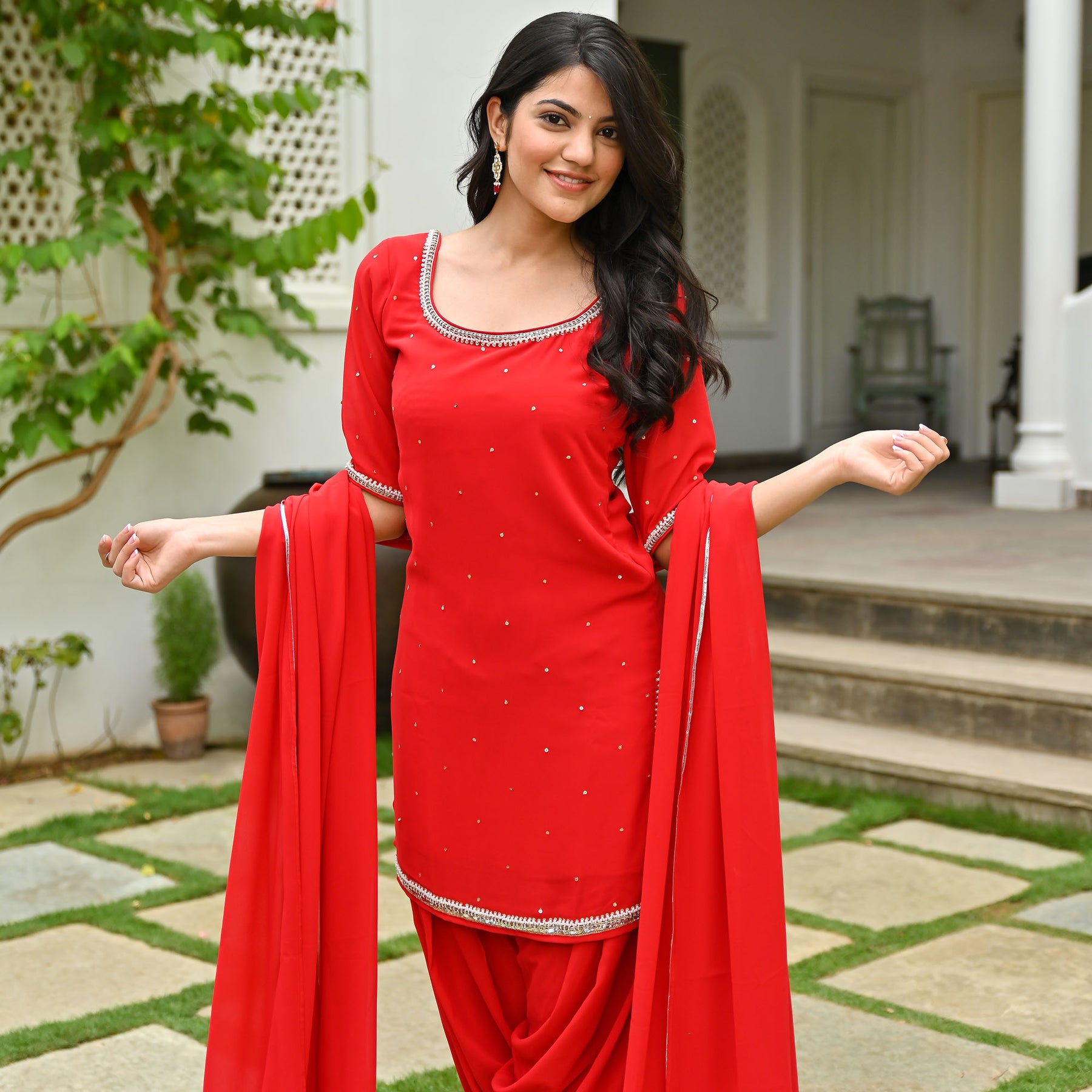 Red Patiyala Suit Set