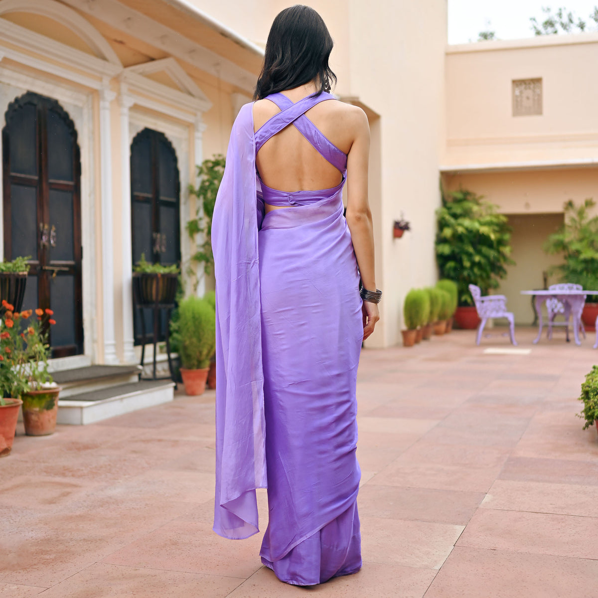 Silk Chiffon Saree Gown – Amit GT Couture