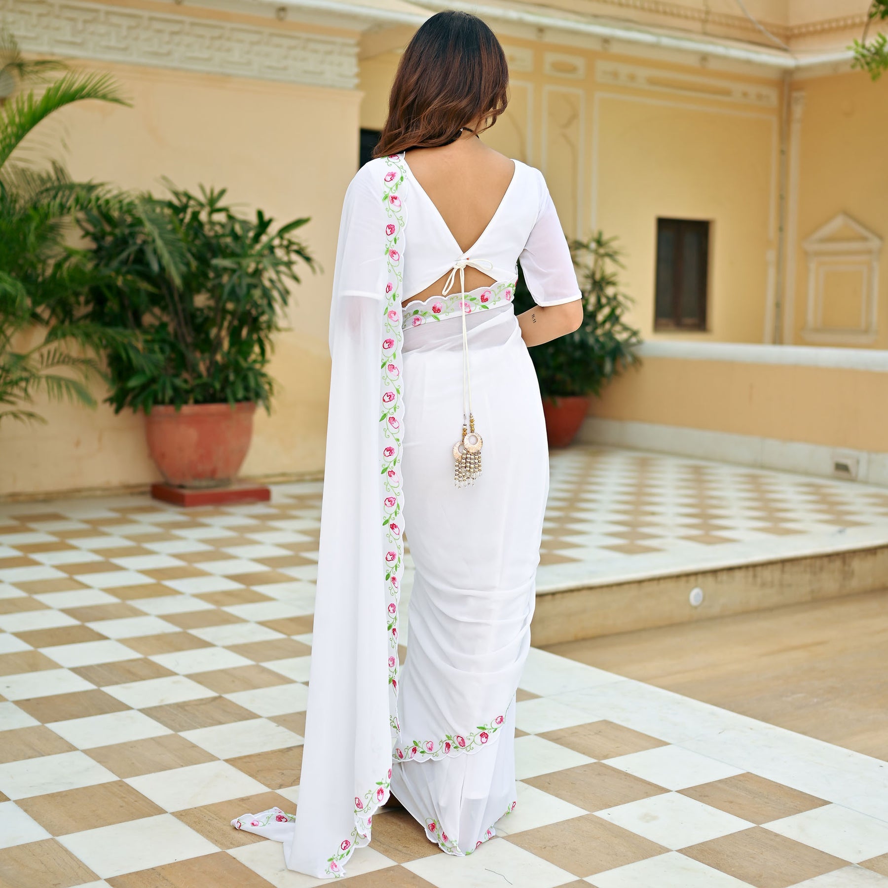White Embroidered Saree
