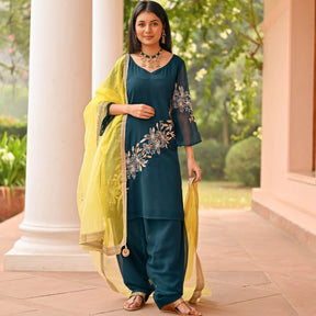 Teal Green Patiala Set