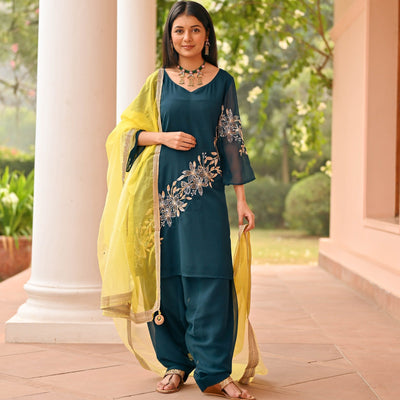 Teal Green Patiala Set