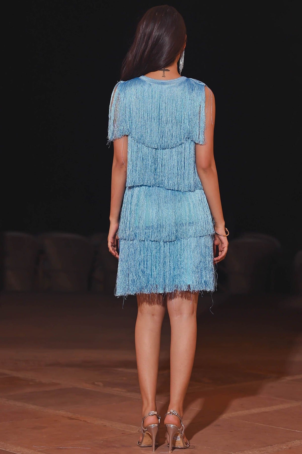Omari S.Blue Fringes Dress