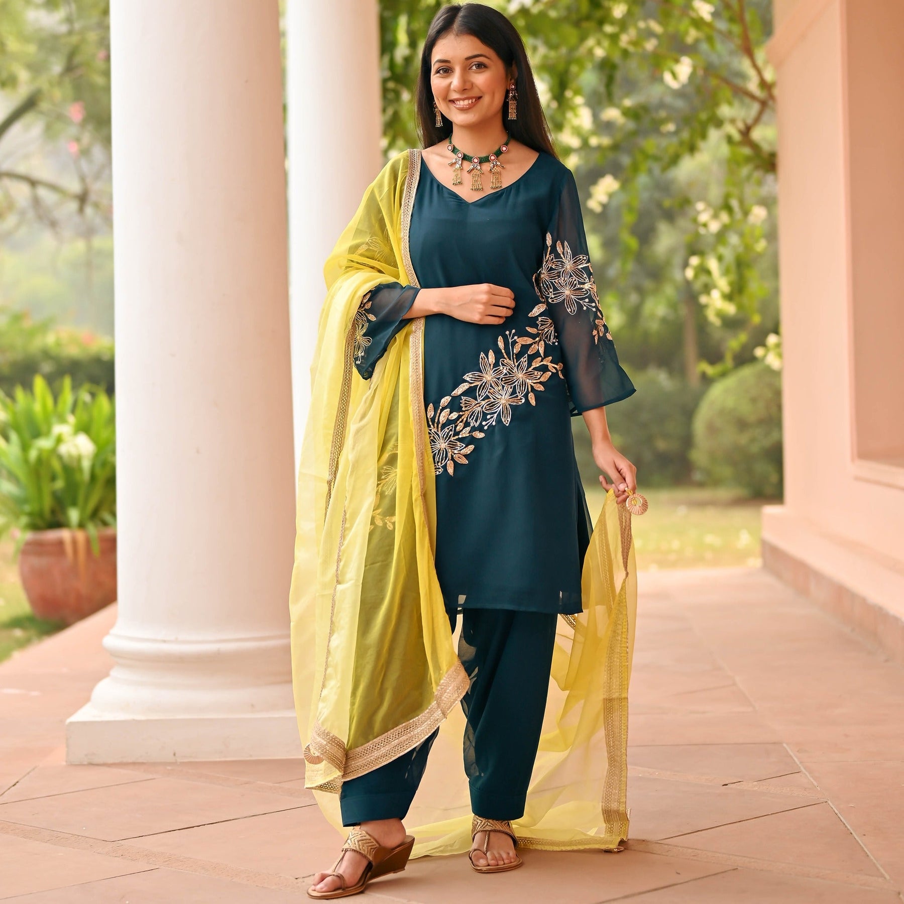 Teal Green Patiala Set