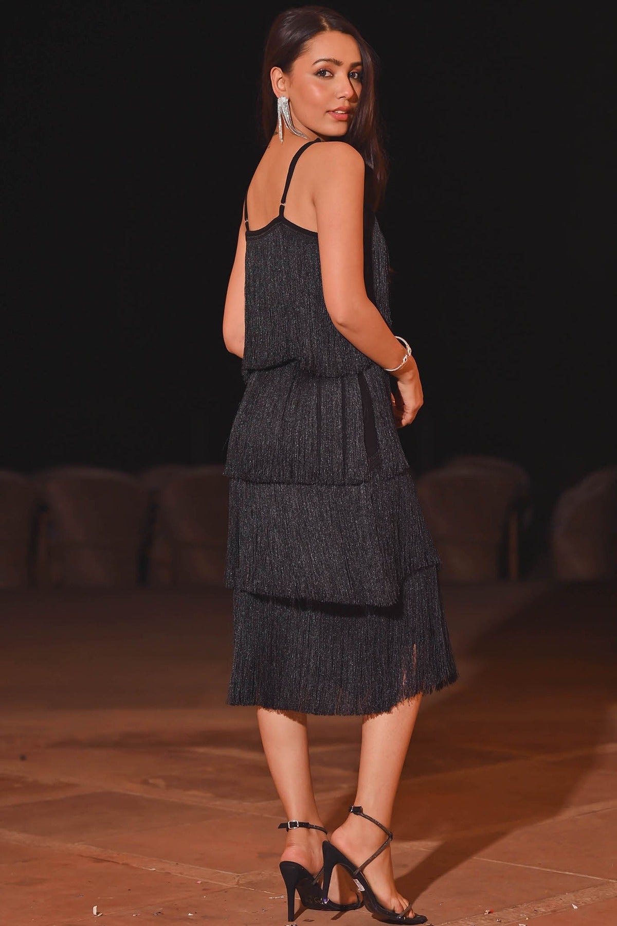 Lio Black Fringes Dress