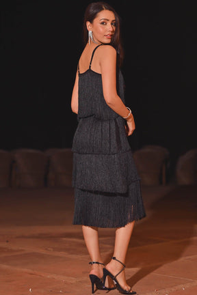 Lio Black Fringes Dress