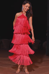 Roe Red Fringes Dress