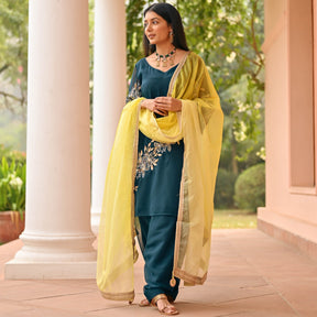 Teal Green Patiala Set