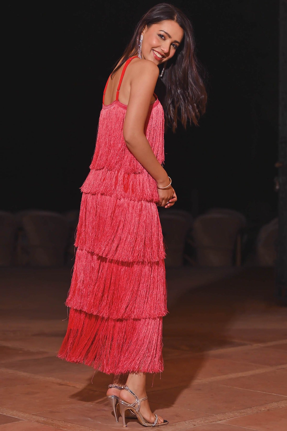 Roe Red Fringes Dress