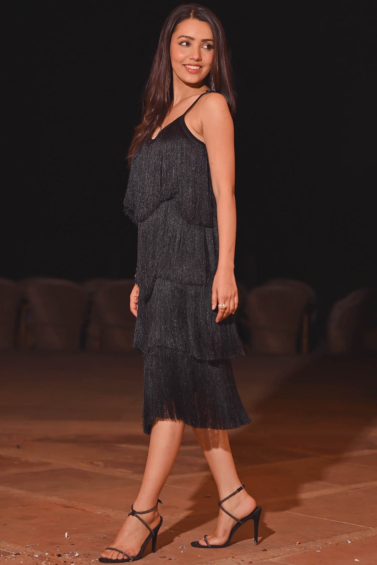 Lio Black Fringes Dress