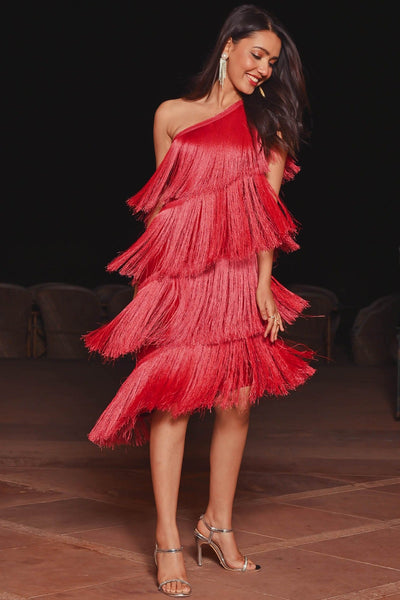 Vegas Maroon Fringes Dress