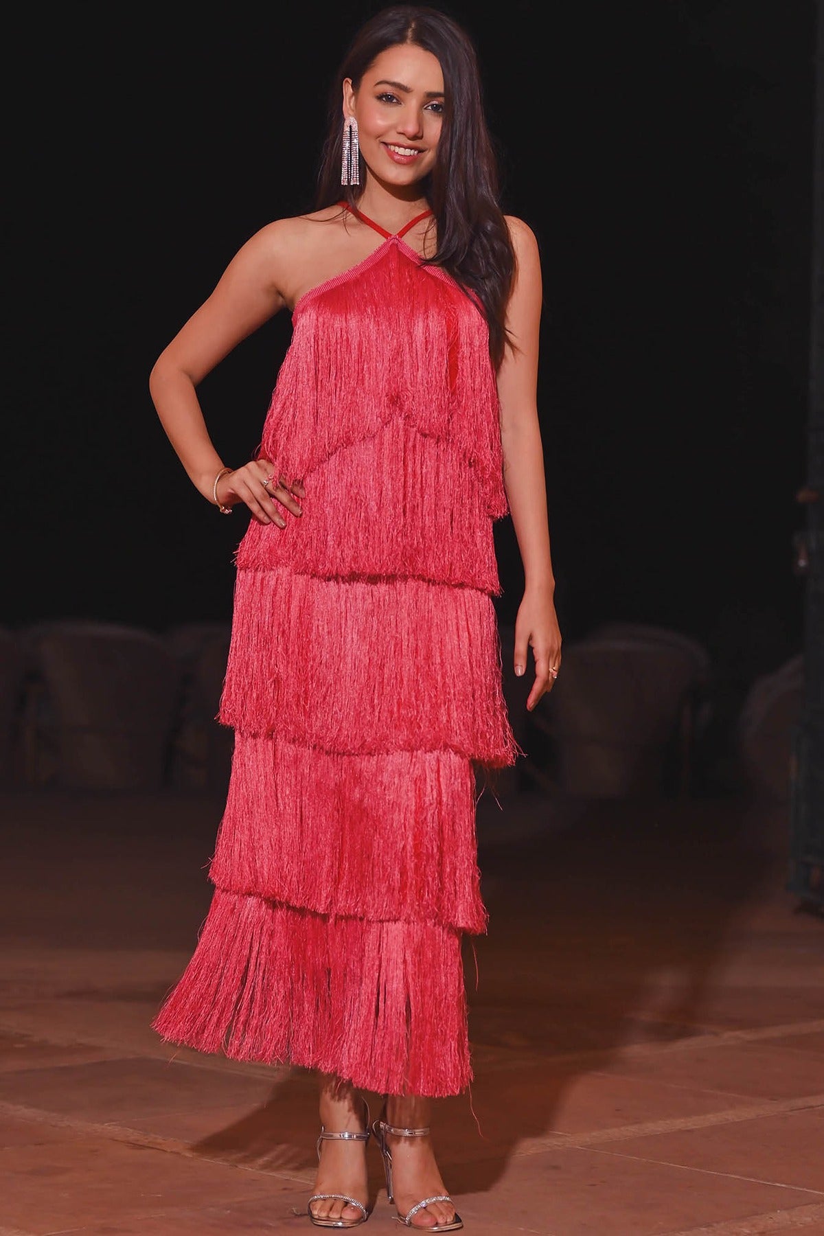 Roe Red Fringes Dress