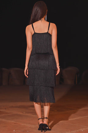 Lio Black Fringes Dress